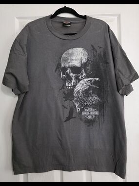 Renegade Harley-Davidson Gray Skull & Eagle Graphic Short Sleeve Tee